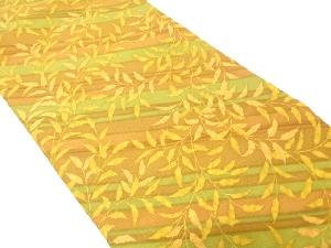 斜め縞に枝葉模様織り出し　名古屋帯